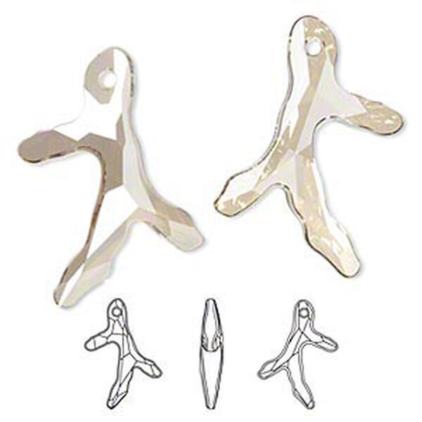 Focal 1pk crystal golden shadow, Crystal Passions® 40x29mm pendant 3 sprig coral 6790 image number 0