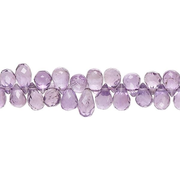 Amethyst 1pkg1, hand-cut top-drilled faceted teardrop bead natural 8 inch 6x4mm-9x4mm image number 0