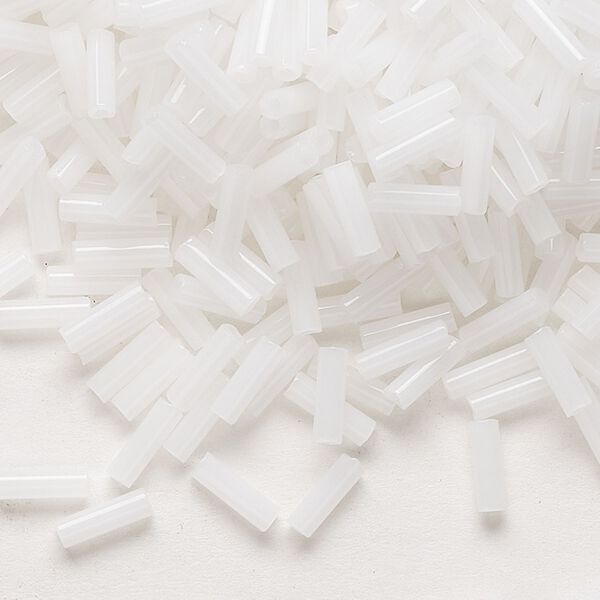 Bead, Preciosa Ornela Czech glass, bugle bead, pkg/500g, #3, opaque alabaster, (02090). image number 0