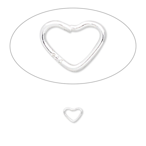Jump ring, sterling silver, 6x5mm soldered heart, 3.8x3.2mm inside diameter, 22 gauge. Sold per pkg of 25. image number 0