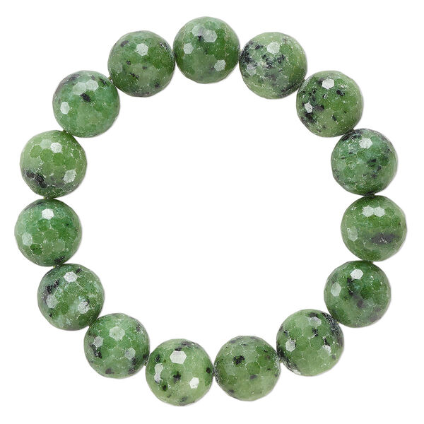 Ruby in zoisite 1pkg1, faceted round stretch bracelet natural 9 inch 15-16mm image number 0