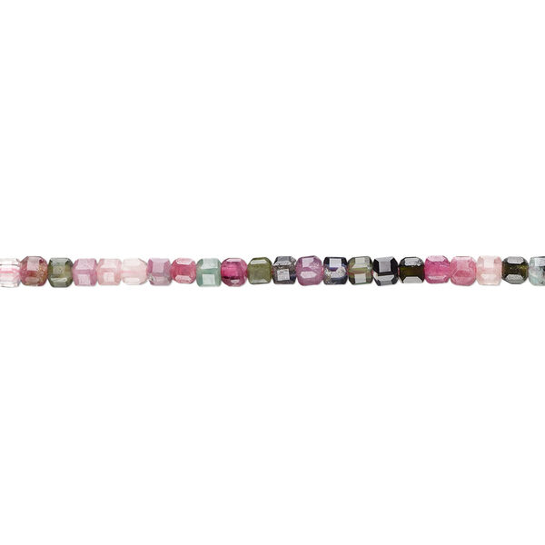 Multi-tourmaline 1pkg1, faceted cube bead natural 15.5-16 inch 2-2.5mm image number 0