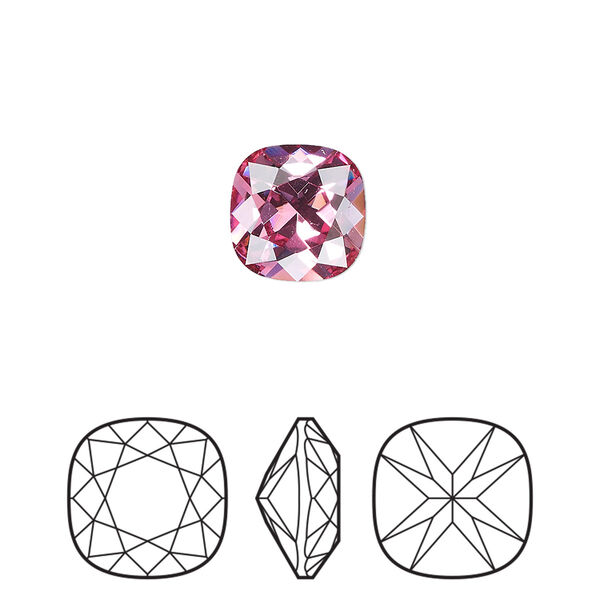 Fancy stone 144pk rose foil back, Preciosa MAXIMA Czech crystal rhinestone 10mm cushion square image number 0