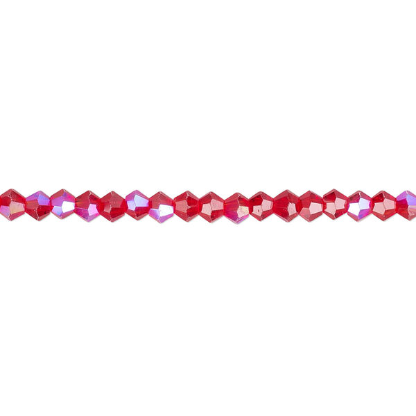 Bead 1pk 16 facets translucent red AB, Celestial Crystal® 3mm bicone 15.5-16 inch image number 0