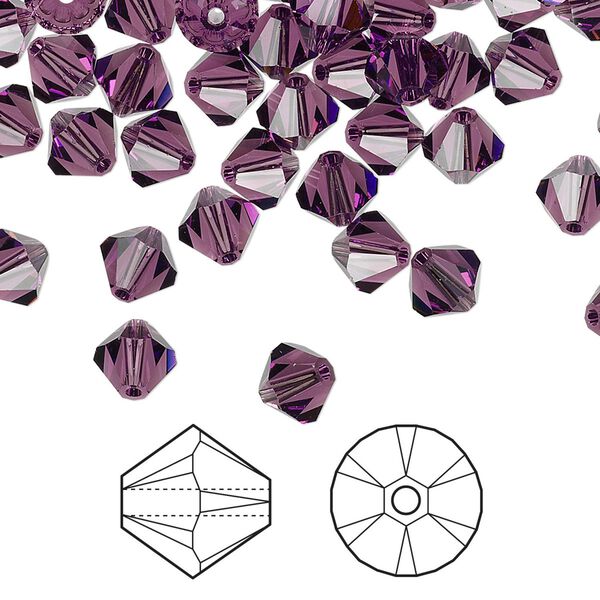 Bead 24pk amethyst, Crystal Passions® 6mm bicone 5328 image number 0