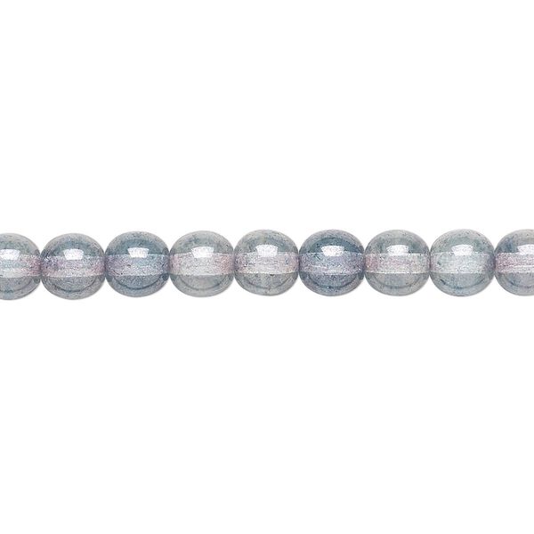 Bead, Czech glass druk, translucent blue luster, 6mm round. Sold per 15-1/2" to 16" strand. image number 0