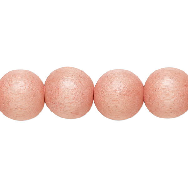 Bead, Taiwanese cheesewood (dyed / waxed), light orange, 11-12mm round. Sold per pkg of (2) 15-1/2" to 16" strands. image number 0