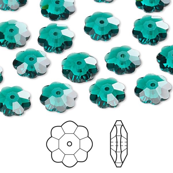 Margarita flower 12pk emerald, Crystal Passions® 10x3.5mm 3700 image number 0