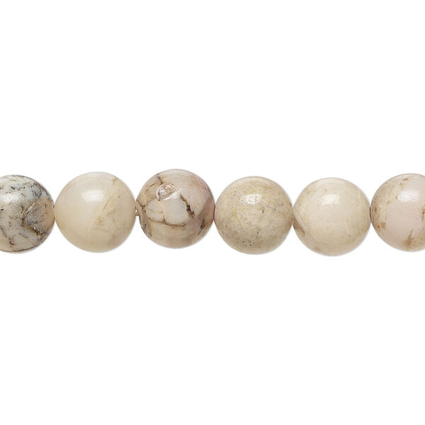 Dendritic opal 1pkg1, hand-cut round bead natural B grade, 15.5-16 inch 8mm image number 0