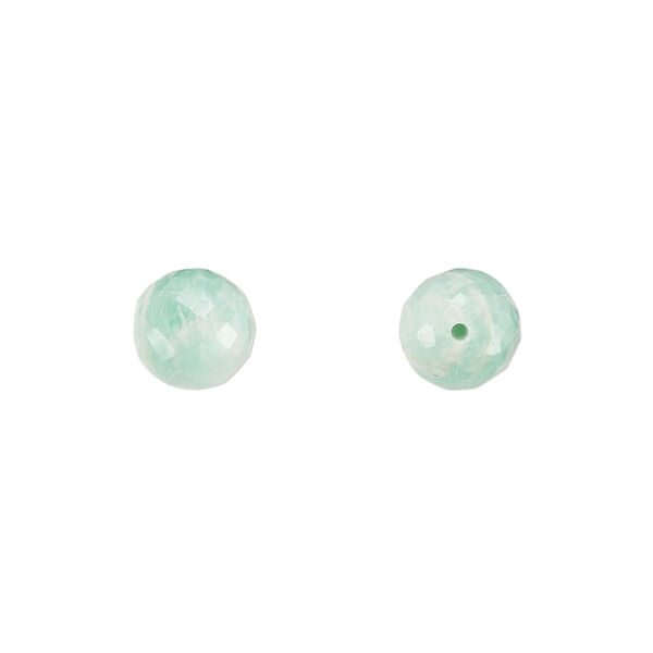 Amazonite 1pkg2, hand-cut half-drilled faceted round bead natural 8mm image number 0