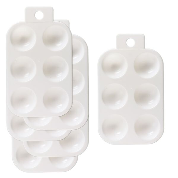 Tray, plastic, white, 5-1/4 x 3-1/2 inches with 6 round compartments and hanging tab. Sold per pkg of 6. image number 0