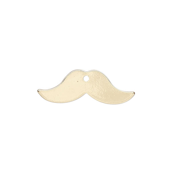 Charm, gold-finished steel, 25x9mm mustache. Sold per pkg of 10. image number 0