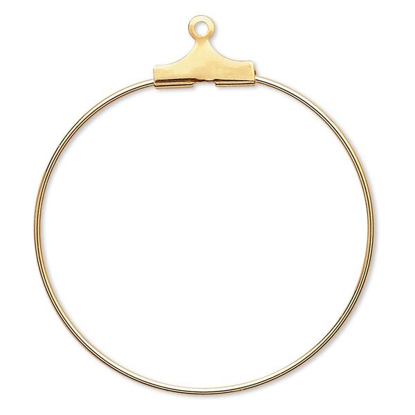 Beading hoop, gold-plated brass, 30mm round. Sold per pkg of 10. image number 0