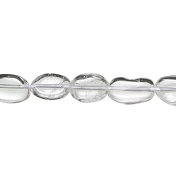 Quartz crystal 1pkg1, hand-cut flat oval bead natural 15.5-16 inch 10x7mm image number 0