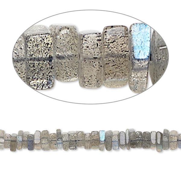 Labradorite 1pkg1, hand-cut square rondelle bead natural B grade, 8 inch 4x1mm-6x2mm image number 0