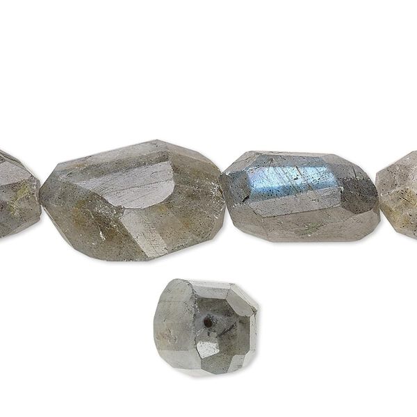 Labradorite 1pkg1, hand-faceted nugget bead natural 15.5-16 inch medium image number 0