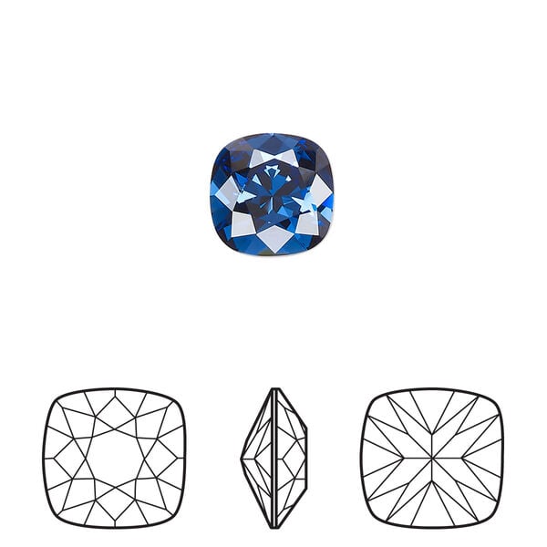 Fancy stone 2pk dark sapphire foil back, Crystal Passions® Regenerated 10mm cushion 4470 image number 0