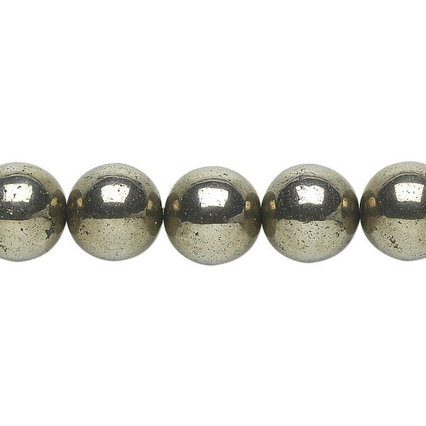 Pyrite 1pkg1, round bead 15.5-16 inch 10mm image number 0