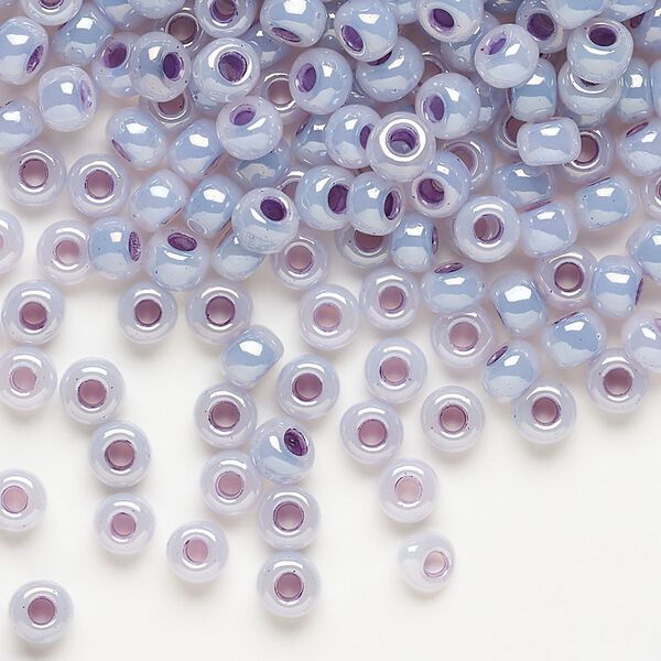 Seed bead, Miyuki, glass, pkg/25g, #6 rocaille, opaque purple luster alabaster (RR-525). image number 0