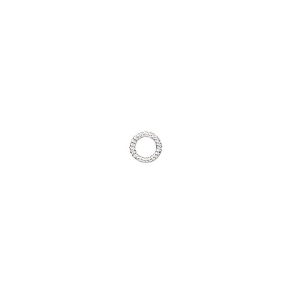 Jump ring, sterling silver, 5mm soldered twisted round, 3.3mm inside diameter, 20 gauge. Sold per pkg of 4. image number 0