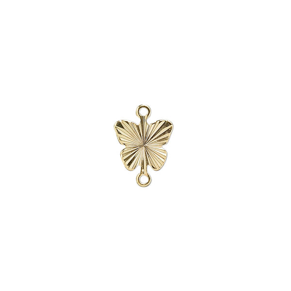 Link, gold-plated brass, 9mm diamond-cut butterfly. Sold per pkg of 20. image number 0