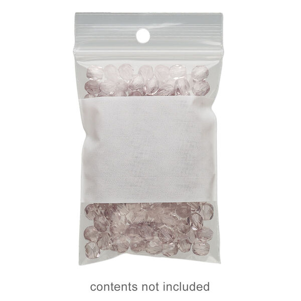 Bag, Tite-Lip™, plastic, clear and white, 2x3-inch top zip with block and hole. Sold per pkg of 100. image number 0