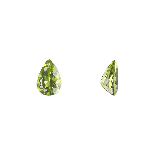 Peridot 1pkg1, hand-cut faceted pear gem natural 9x6mm image number 0