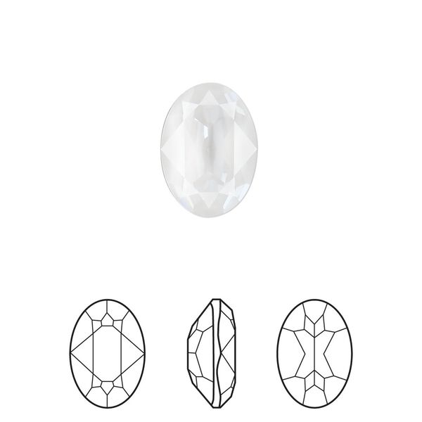 Fancy stone 1pk crystal electric white ignite LacquerPRO, Crystal Passions® 14x10mm oval 4120 image number 0