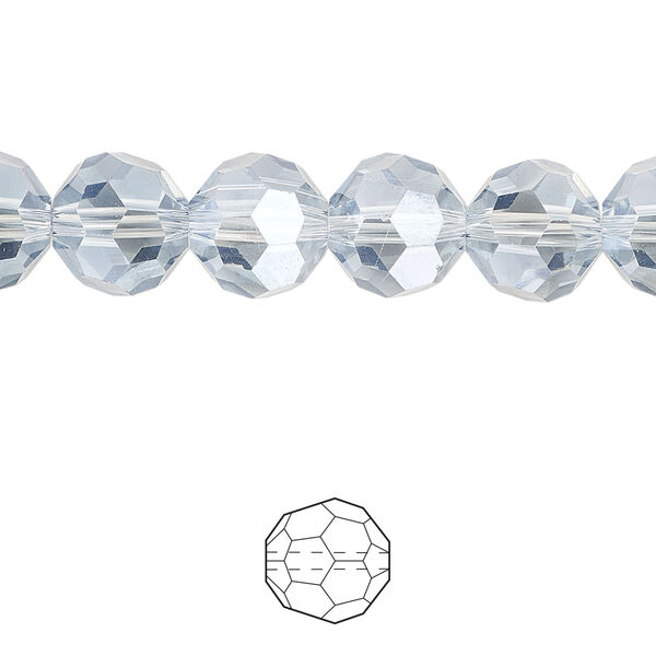 Bead 48pk translucent crystal silver night, Celestial Crystal® 10mm round image number 0