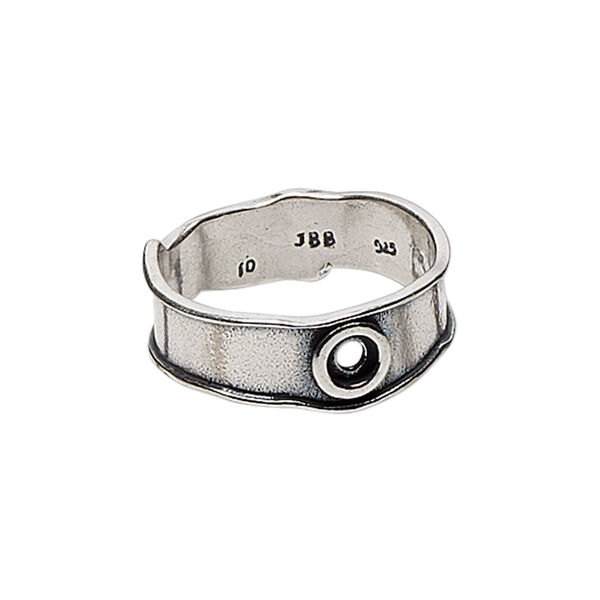 Ring, JBB Findings, antiqued sterling silver, 8mm wide flat band with SS16 flat back setting, size 10. Sold individually. image number 0
