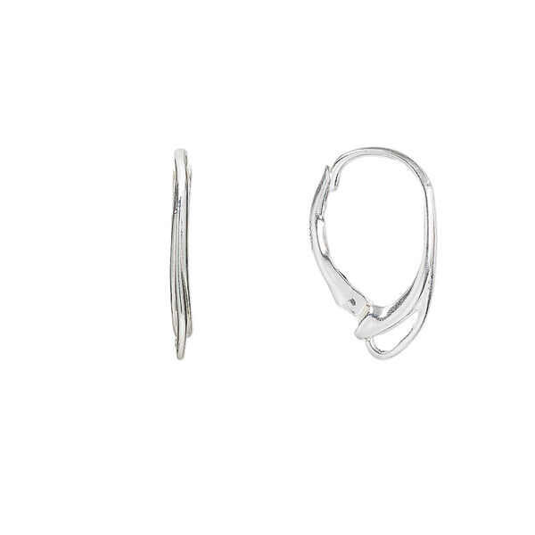 Ear wire leverback 1pkg2 sterling silver, 17mm oval / open loop, 1 pair image number 0