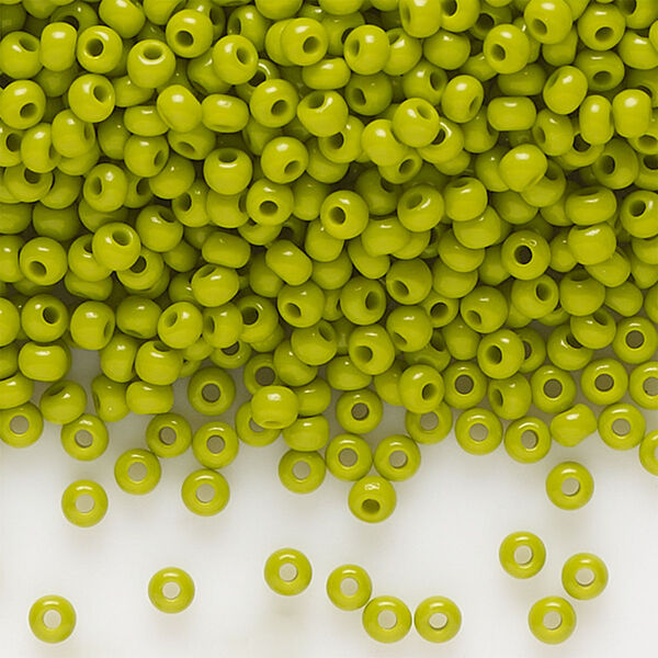 Seed bead, Preciosa Ornela Czech glass, pkg/50g, #11 rocaille, opaque wasabi green, (53430). image number 0