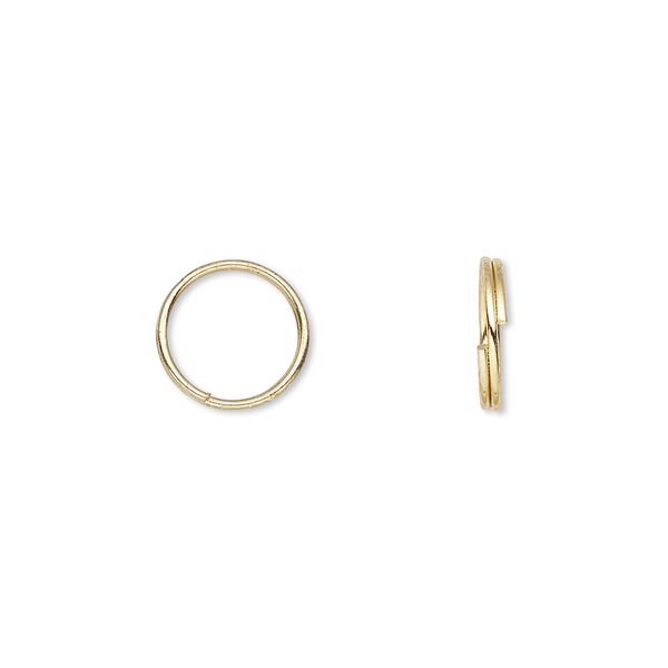 Split ring, gold-finished steel, 10mm round with 8.5mm inside diameter. Sold per pkg of 100. image number 0