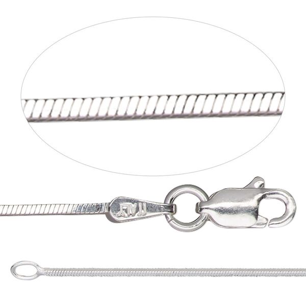 Chain, Gossamer™, sterling silver, 0.88mm snake, 16 inches with clasp. Sold individually. image number 0