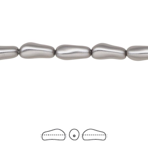 Pearl 10pk dark grey, Crystal Passions® 10x4mm baroque elongated 5844 image number 0