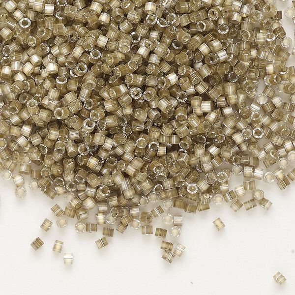 Seed bead, Delica®, glass, pkg/50g, #11 round, opaque silk satin silver-lined taupe (DB-0671). image number 0