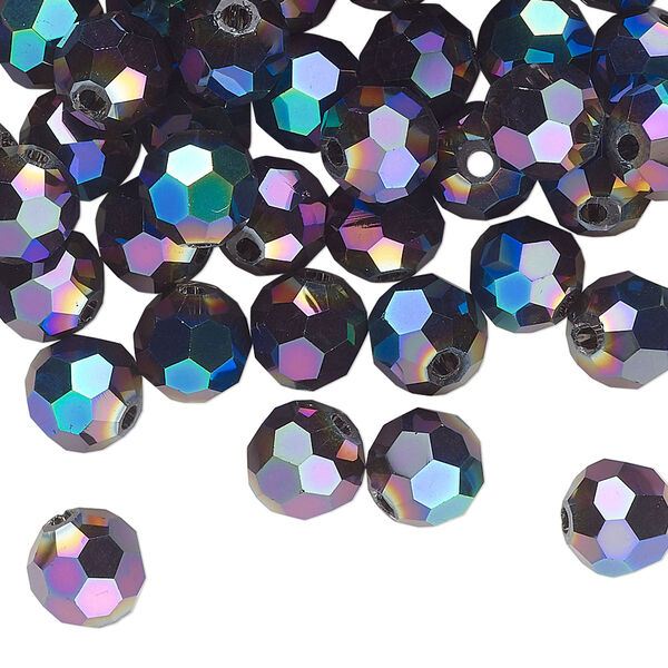 Bead 72pk crystal peacock shadow, Celestial Crystal® 8mm round image number 0