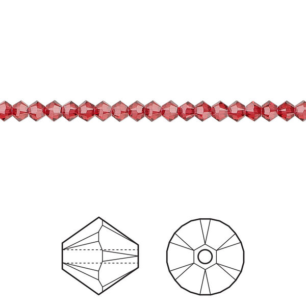 Bead 1440pk scarlet, Swarovski® 3mm XILION bicone 5328 image number 0