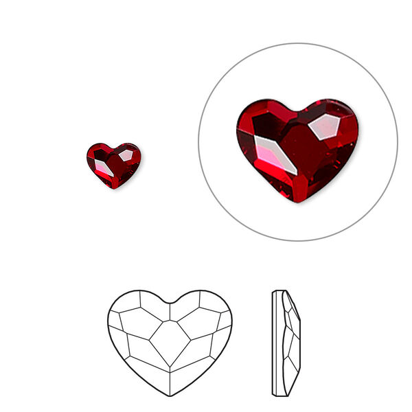 Flat back 288pk light Siam foil back, Swarovski® hotfix 6x5mm heart 2808HF image number 0