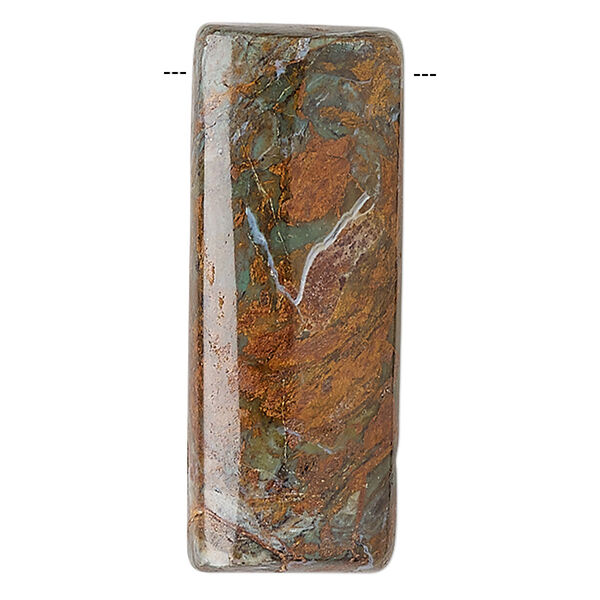 Green "opal" 1pkg1, puffed flat rectangle focal natural 50.5x20mm image number 0