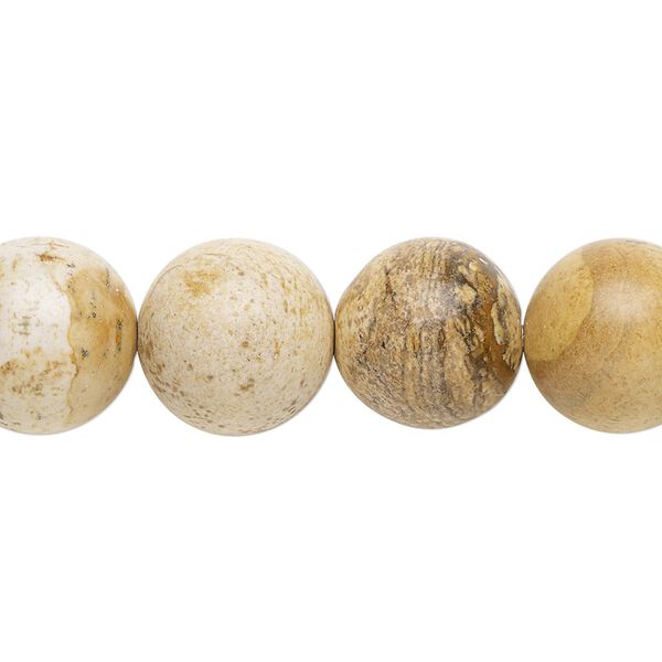 Picture jasper 1pkg1, round bead natural 15.5-16 inch 14mm image number 0
