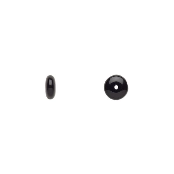 Bead, Czech pressed glass, jet, 6x2.5mm rondelle. Sold per 15-1/2" to 16" strand, approximately 160 beads. image number 0