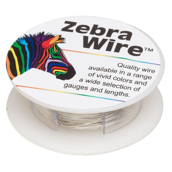Wire, Zebra Wire™, silver-plated copper, round, 26 gauge. Sold per 30-yard spool. image number 0