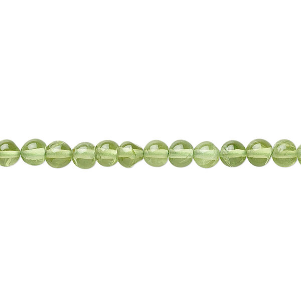 Peridot 1pkg1, hand-cut round bead natural 15.5-16 inch 3.5- 4mm image number 0