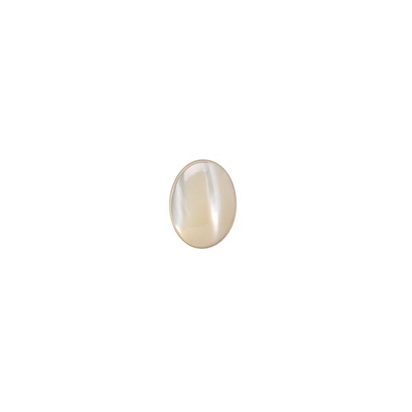 Cabochon, mother-of-pearl shell (natural), 8x6mm calibrated oval, Mohs hardness 3-1/2. Sold per pkg of 4. image number 0