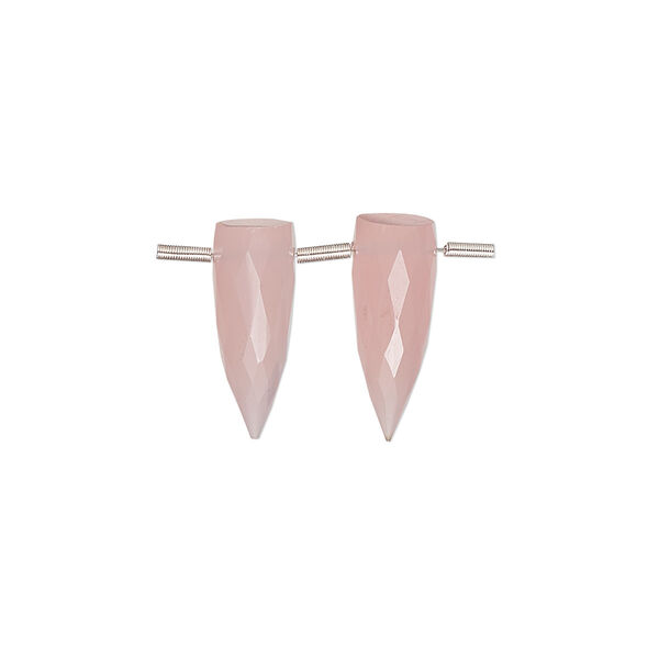 Chalcedony 1pkg2, hand-cut top-drilled faceted spike bead 16x6mm image number 0