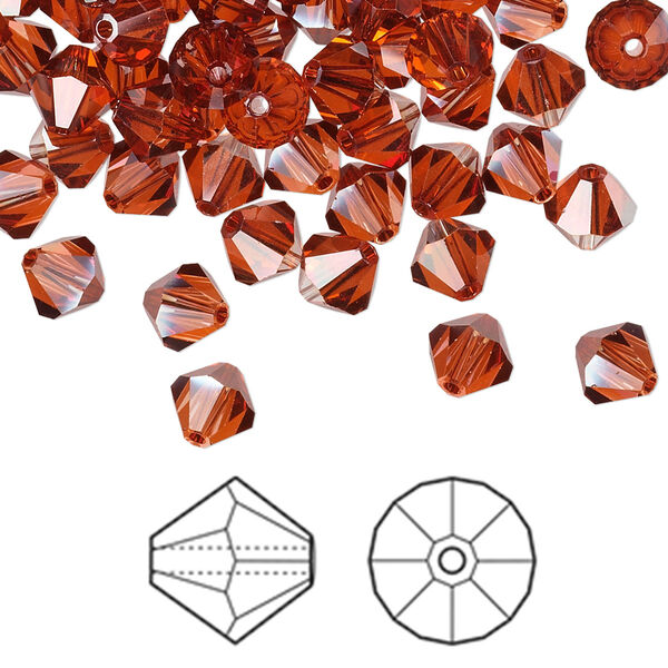 Bead 360pk crystal red magma, Swarovski® 6mm bicone 5301 image number 0