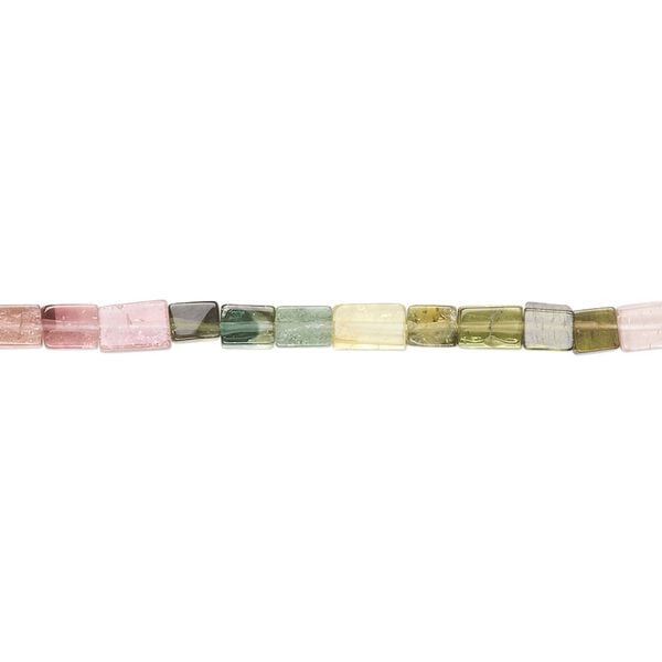 Multi-tourmaline 1pkg1, hand-cut rectangle bead natural 15.5-16 inch 4x3mm image number 0