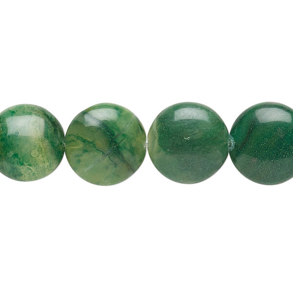 African aventurine 1pkg1, puffed flat round bead natural 8 inch 12mm image number 0