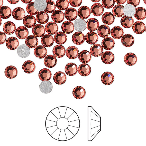 Flat back 144pk rose peach foil back, Preciosa VIVA 12® Czech crystal rhinestone 3.8-4mm chaton rose round SS16 image number 0